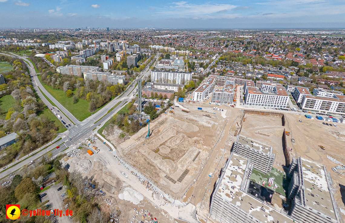 21.04.2023 - Luftbilder von der Baustelle Alexisquartier und Pandion Verde in Neuperlach